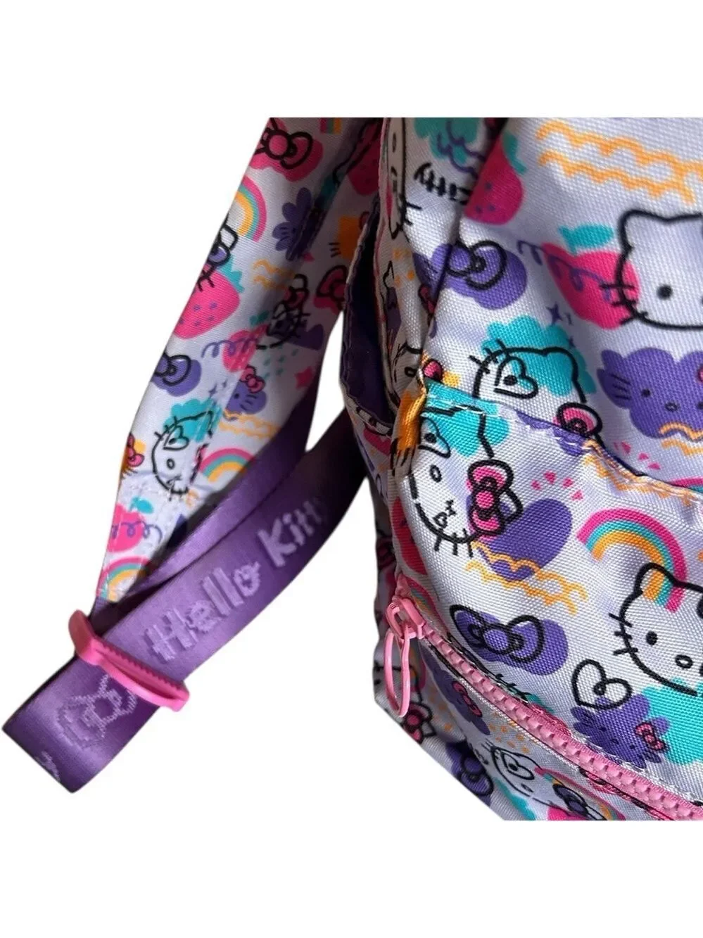 Sanrio Hello Kitty Pink with Purple  All-Over Print Nylon Backpack NWOT